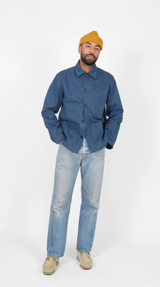 Woven Chore Coat - Mock Blue – Iron Pyrite Production