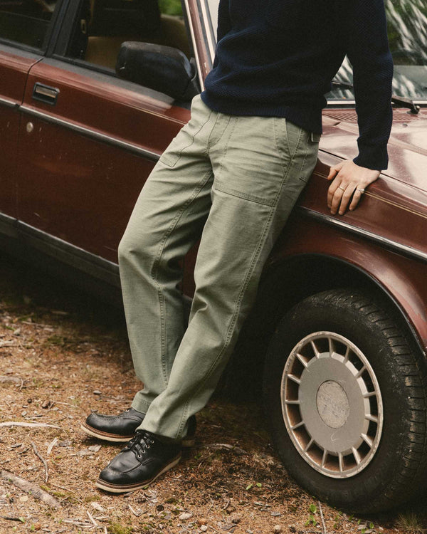 The Surplus Pant
in Field Olive Reverse Sateen