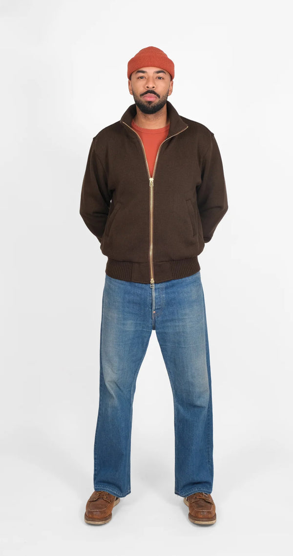 Full Throtle Moto Sweater - Wool Knit, Brown