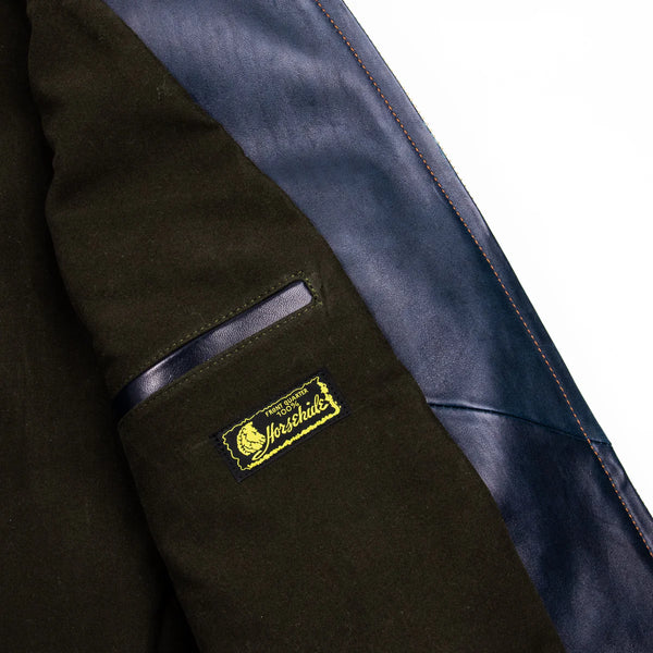 Indigo Dyed Horsehide Single Riders Jacket (IR-42)