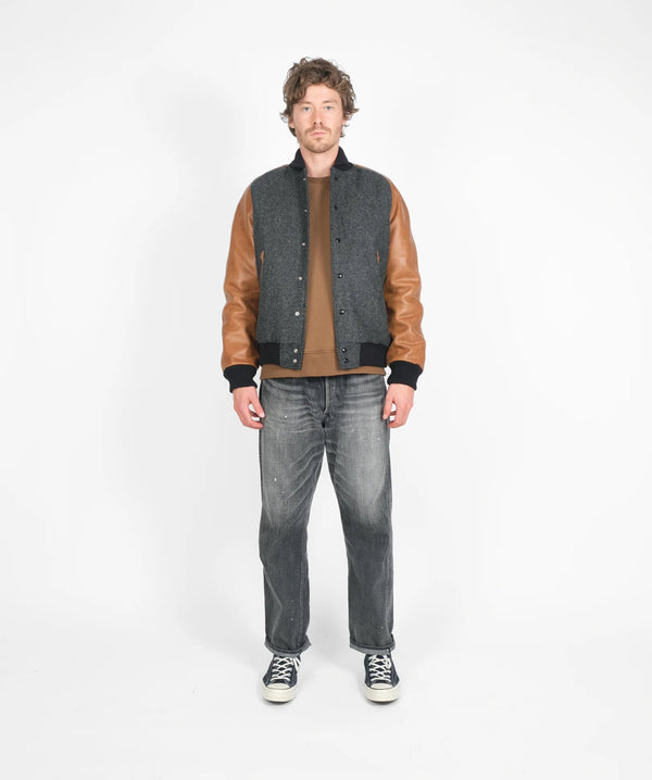 Raglan Varsity Jacket - Granite / Black / Antique Rust
