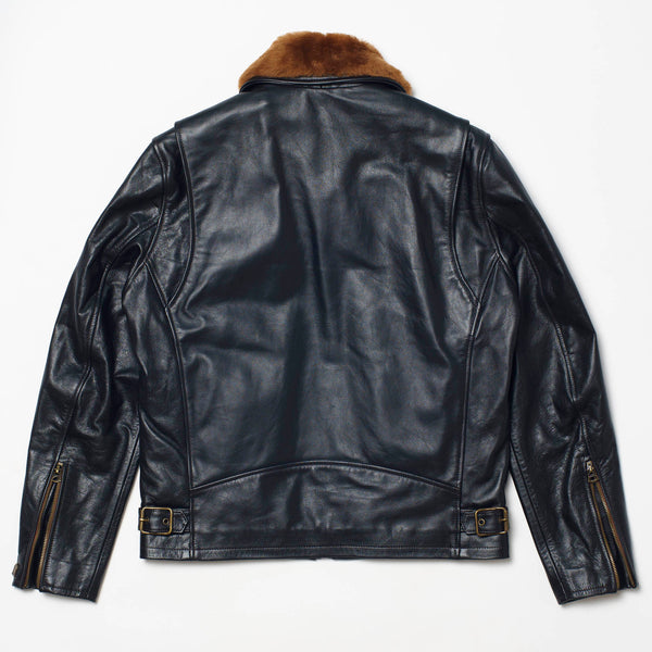 “Varenne” Fur Collar Black Leather Jacket