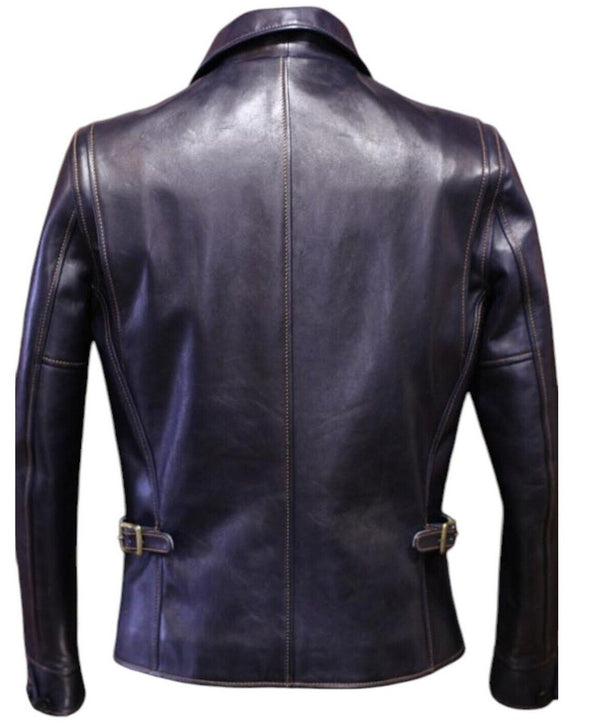 Indigo Dyed Horsehide Single Riders Jacket (IR-42)