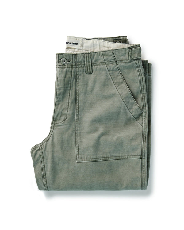 The Surplus Pant
in Field Olive Reverse Sateen