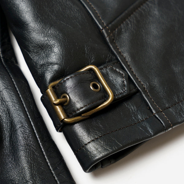 “Varenne” Fur Collar Black Leather Jacket