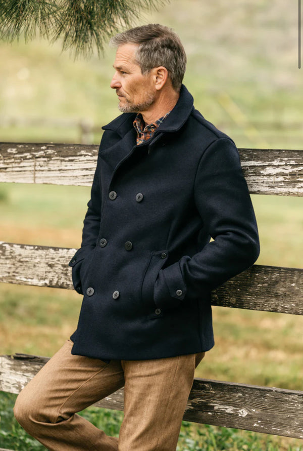 The Mallet Peacoat 21oz Melton Wool - Navy