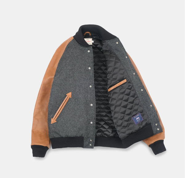 Raglan Varsity Jacket - Granite / Black / Antique Rust