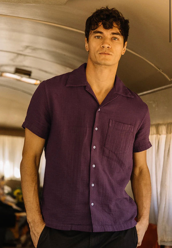 The Wrench Waffle Camp Shirt in Merlot