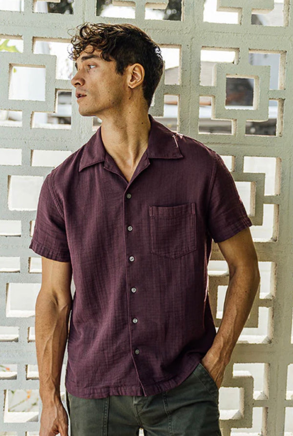 The Wrench Waffle Camp Shirt in Merlot
