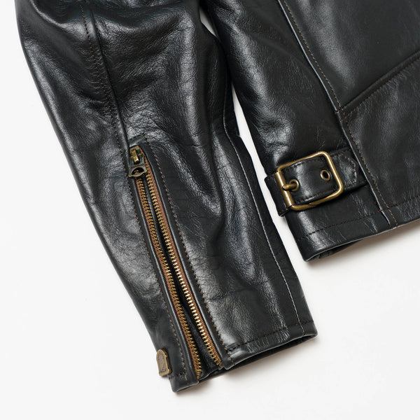 “Varenne” Fur Collar Black Leather Jacket