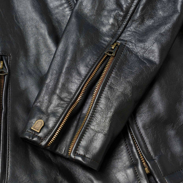 “Varenne” Fur Collar Black Leather Jacket