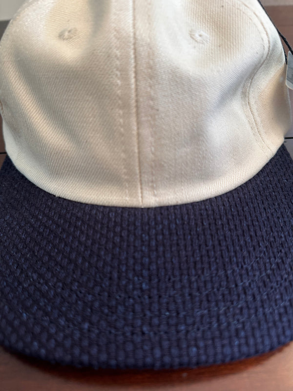 Natural Denim/Indigo Sashiko Baseball Cap