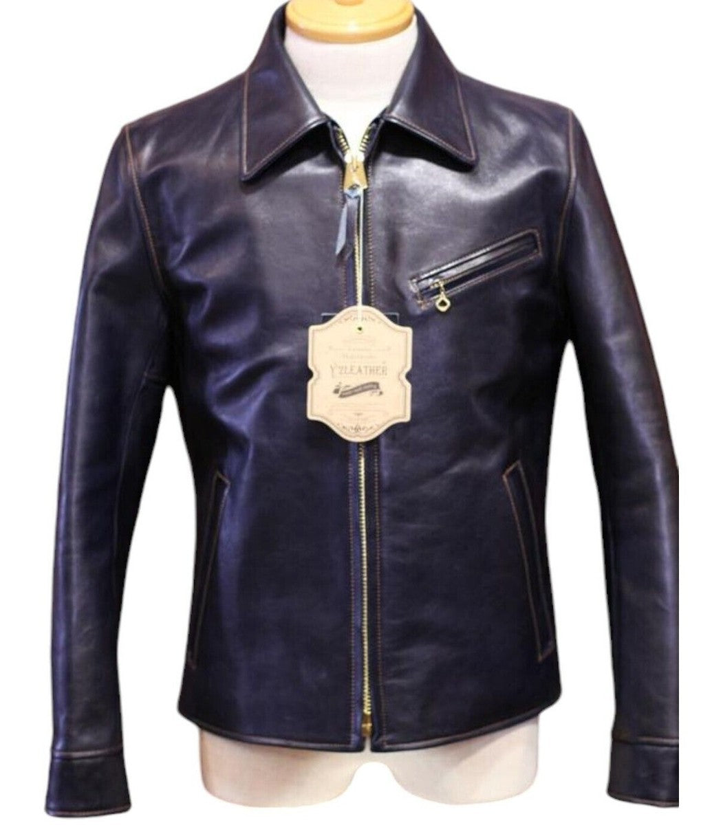 Indigo Dyed Horsehide Single Riders Jacket (IR-42) – Iron Pyrite