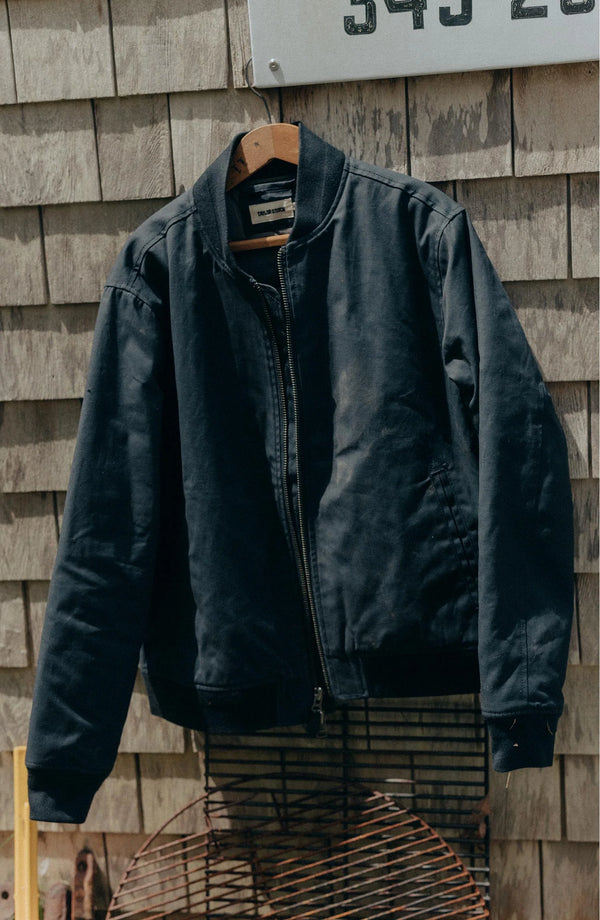The Insulated Bomber Jacket
in Dark Navy Dry Wax