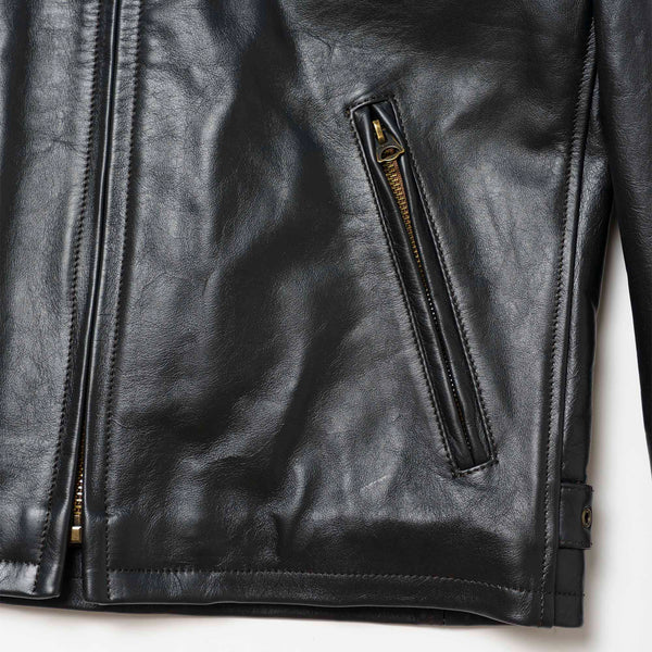 “Varenne” Fur Collar Black Leather Jacket