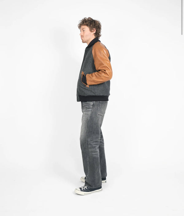 Raglan Varsity Jacket - Granite / Black / Antique Rust