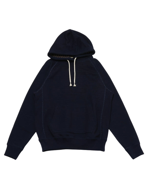 Pullover Hoodie - Real Indigo Blanket Striped French Terry