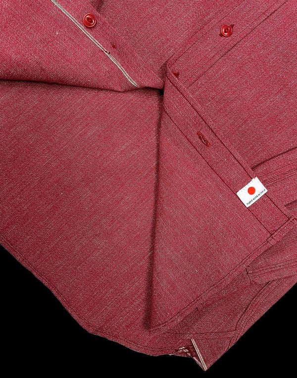 CLAMPDOWN SHIRT - Red Selvedge Twisted Heather Chambray