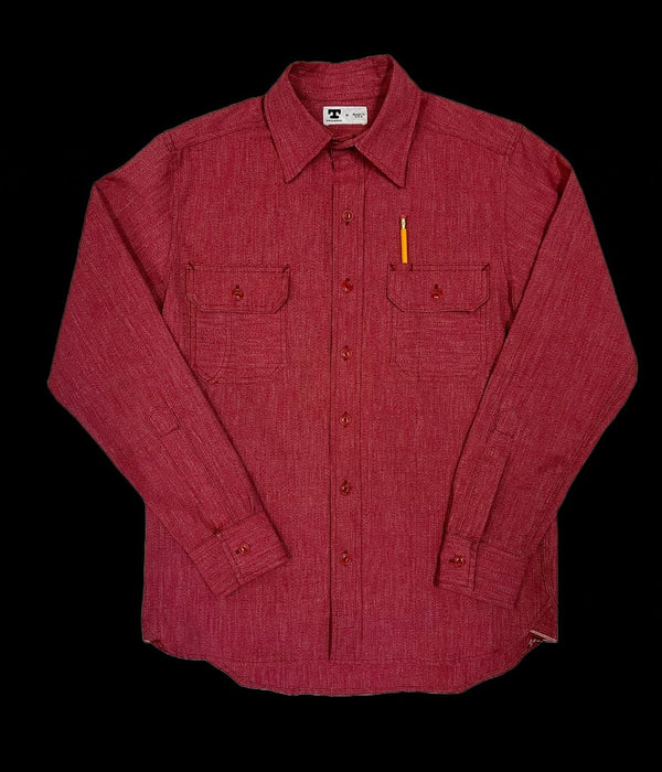 CLAMPDOWN SHIRT - Red Selvedge Twisted Heather Chambray