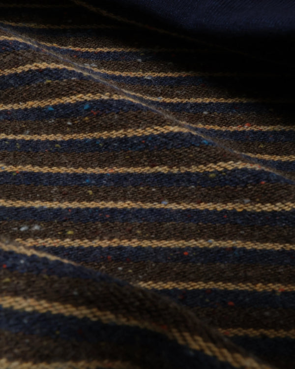 Pullover Hoodie - Real Indigo Blanket Striped French Terry