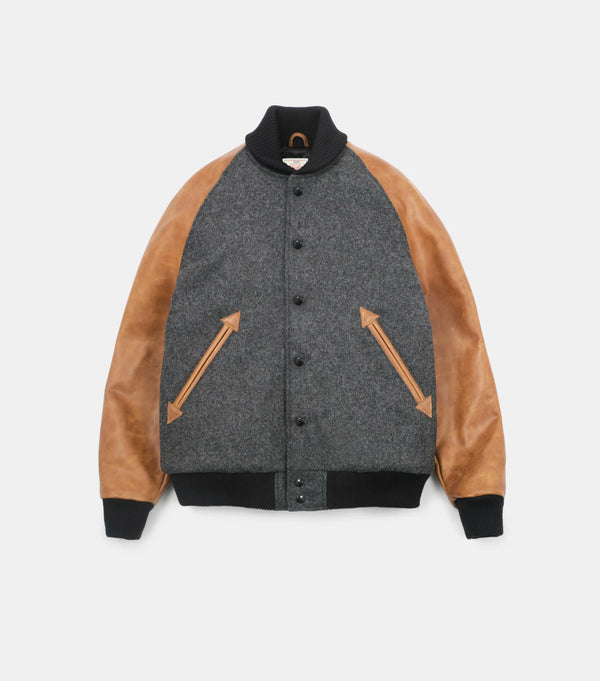 Raglan Varsity Jacket - Granite / Black / Antique Rust