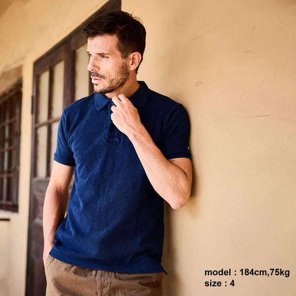 RAHBEN STITCH POLO SHIRT - Indigo