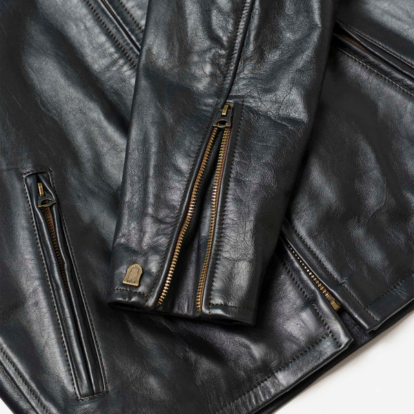 “Varenne” Fur Collar Black Leather Jacket