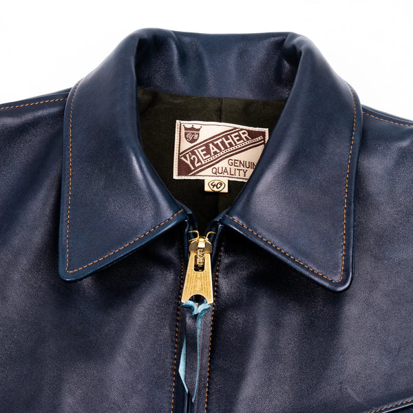 Indigo Dyed Horsehide Single Riders Jacket (IR-42)