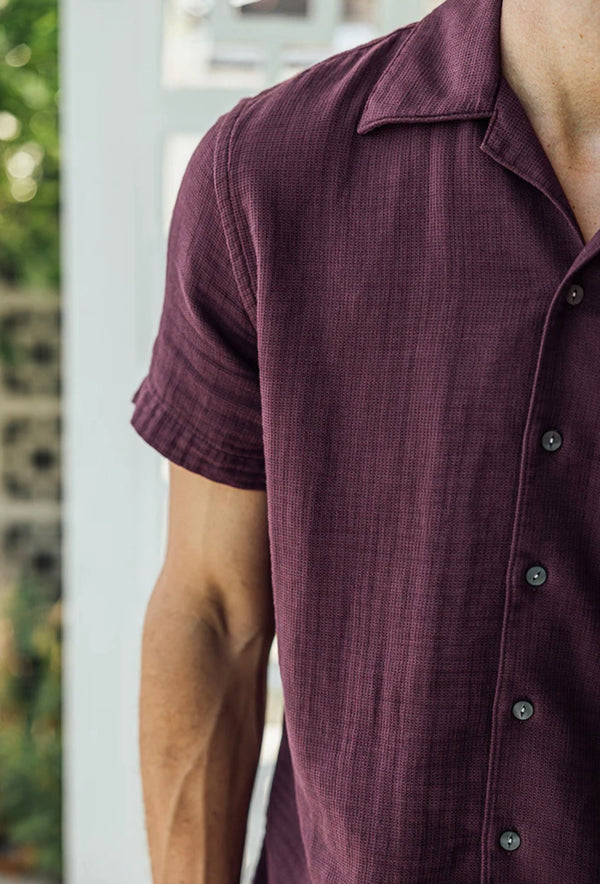 The Wrench Waffle Camp Shirt in Merlot