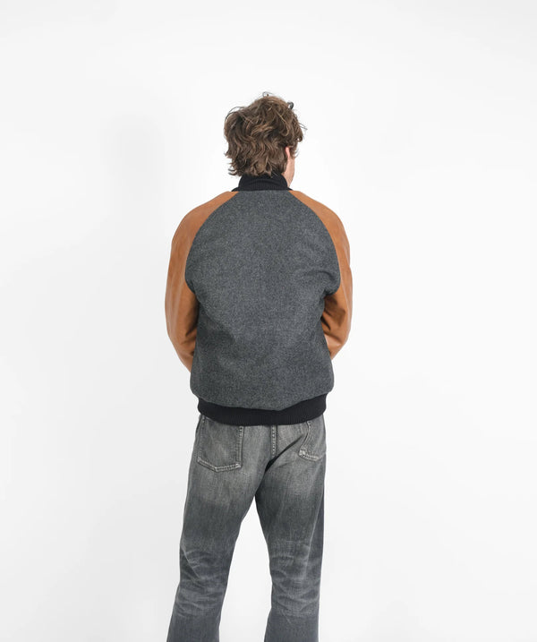 Raglan Varsity Jacket - Granite / Black / Antique Rust