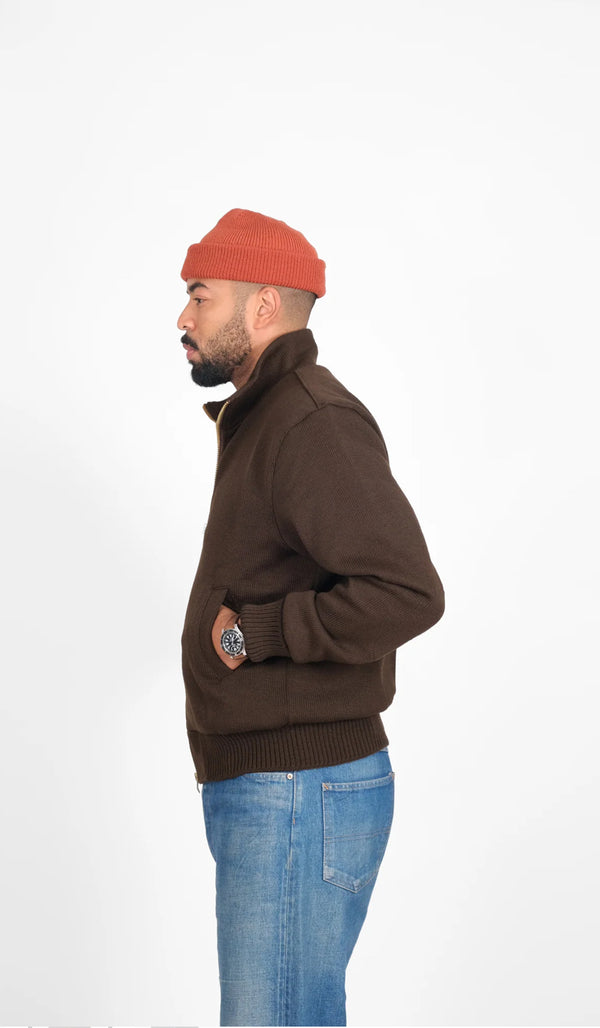 Full Throtle Moto Sweater - Wool Knit, Brown
