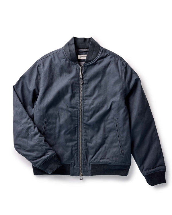 The Insulated Bomber Jacket
in Dark Navy Dry Wax