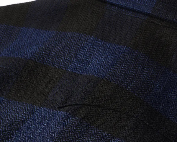FN-SNW-101LSP - Block Check Flannel Western Shirt - Indigo