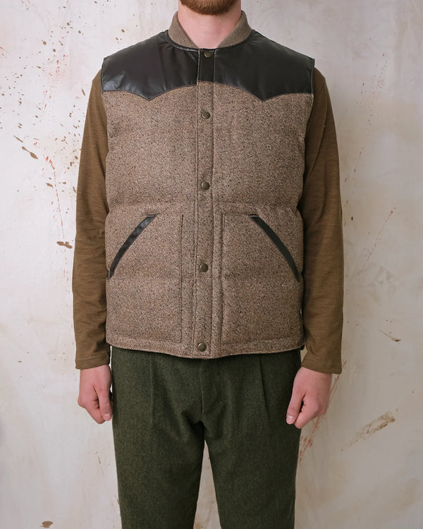 Brown Marl Wool Down Vest