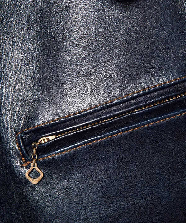 Indigo Dyed Horsehide Single Riders Jacket (IR-42)