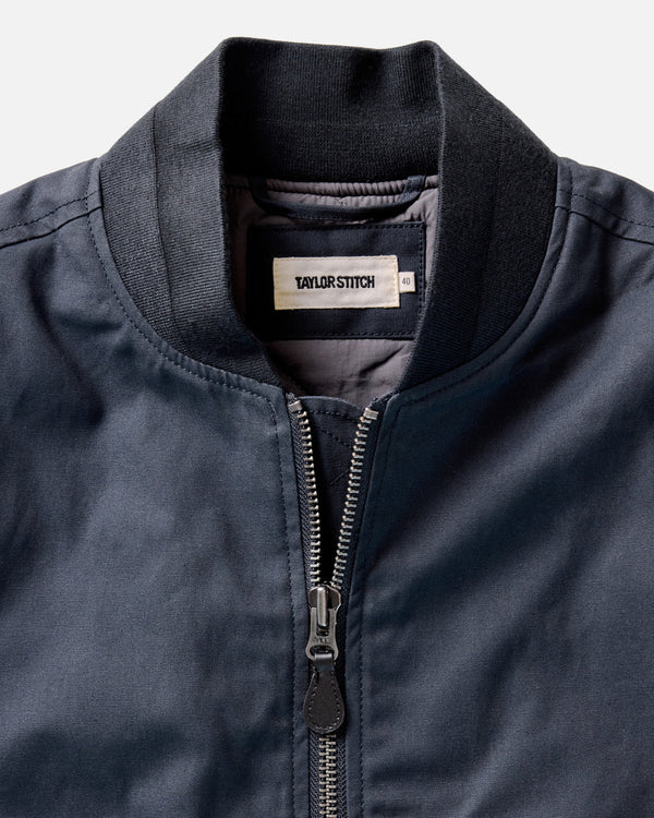 The Insulated Bomber Jacket
in Dark Navy Dry Wax