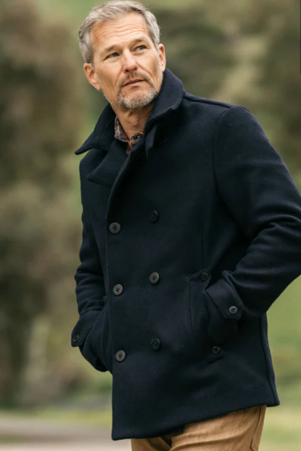 The Mallet Peacoat 21oz Melton Wool - Navy