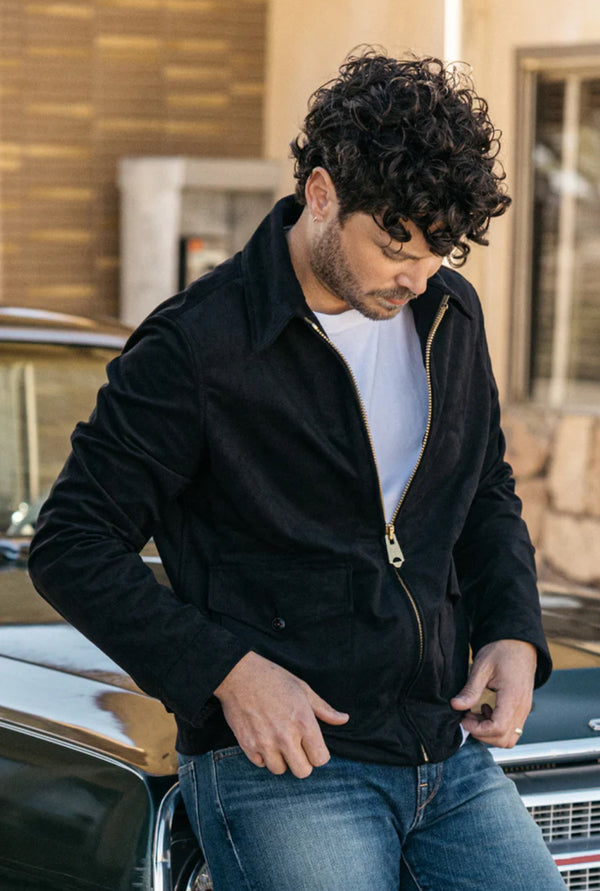 The Propeller Velour Knit Jacket- Jet Black