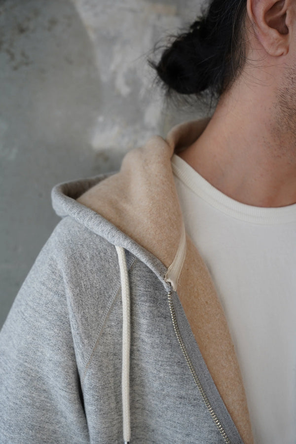 Zip Hoodie - Fleeced Fox Fiber - Heather Grey
