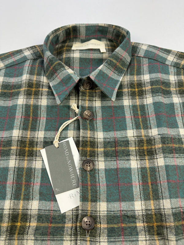 Accord Japanese Cotton Flannel Shirt - Evergreen Plaid