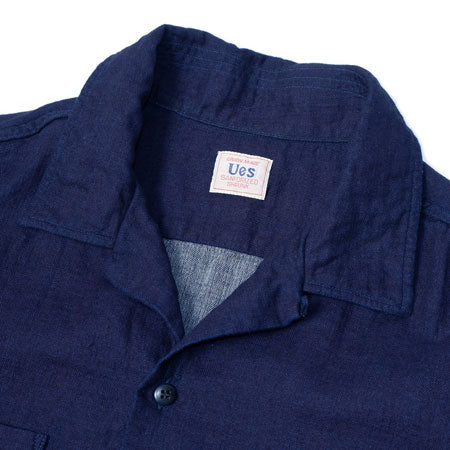 Herringbone Double Gauze short sleeve Shirt Indigo