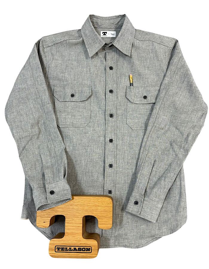 CLAMPDOWN Salt & Pepper Selvedge Chambray Shirt – Iron Pyrite