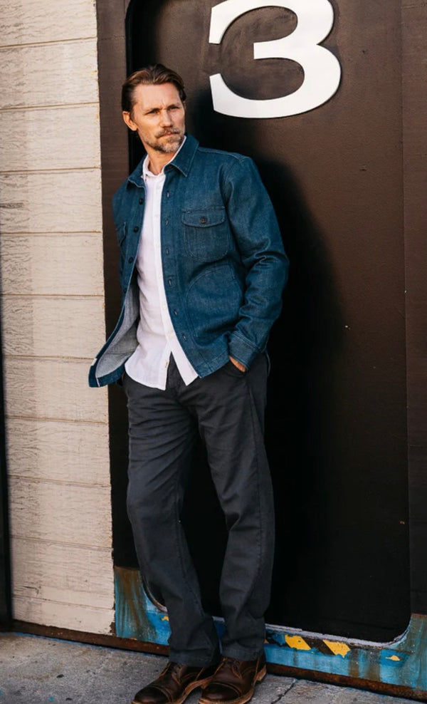 THE PIPE STRAIGHT OXFORD CHINO PANTS- Ash Black