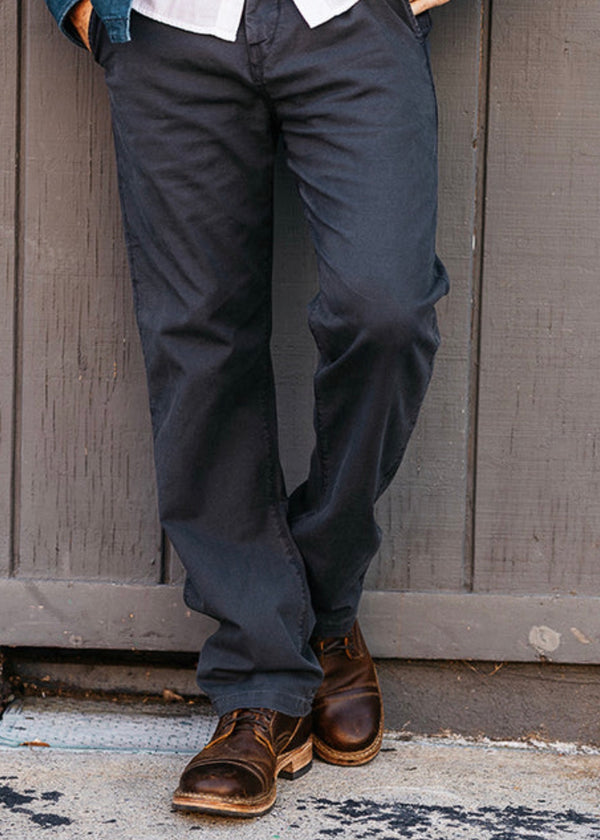 THE PIPE STRAIGHT OXFORD CHINO PANTS- Ash Black