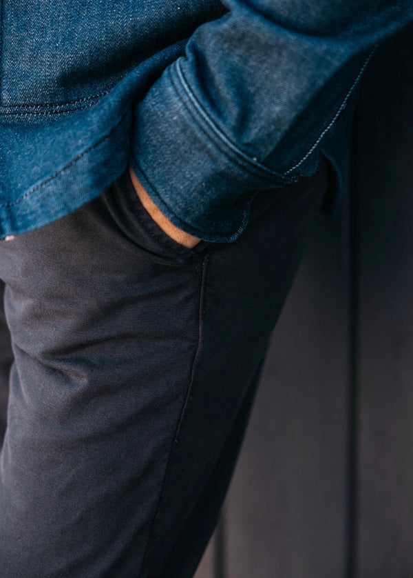 THE PIPE STRAIGHT OXFORD CHINO PANTS- Ash Black
