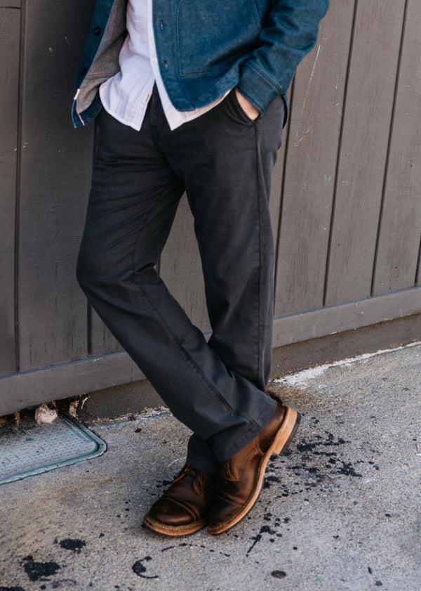 THE PIPE STRAIGHT OXFORD CHINO PANTS- Ash Black