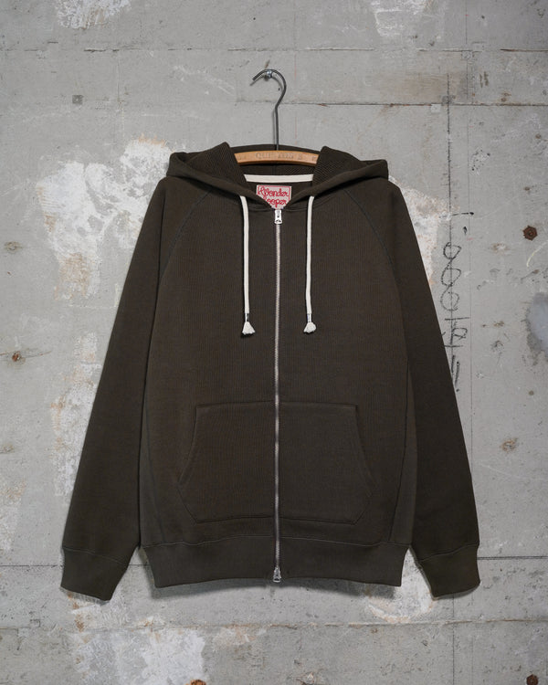 Zip Hoodie - 701gsm Double Heavyweight French Terry - Khaki Green