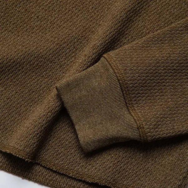 The Heavy Bag Waffle Crewneck in Olive