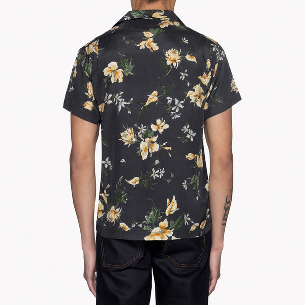 Aloha Shirt - Silky Flowers - Black