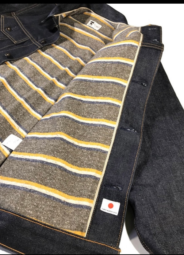 Selvedge Denim Jacket 16.5 oz. with Japanese Striped Blanket Lining